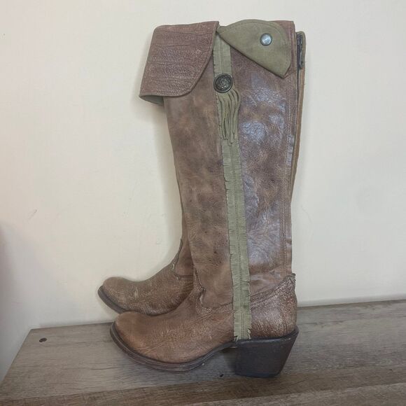 Corral Shoes - CORRAL VINTAGE Women’s Cowboy Cognac Deer High Knee Zip Boots Size 6.5